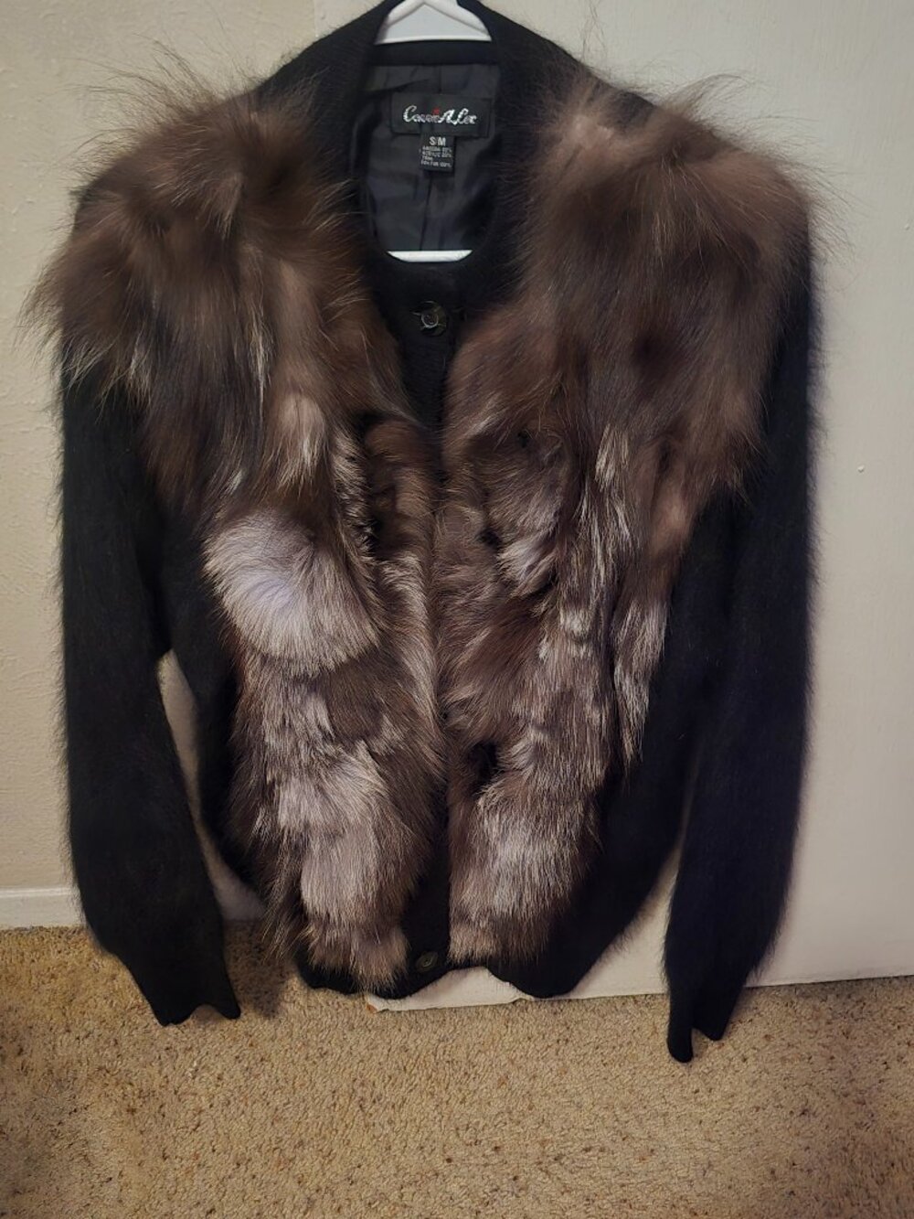 Connie A Lee Angora and Fox Cardigan Size iS/M